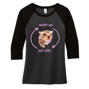 Cats Wake Up Act Silly Cat Meme Certified Freak Funny Women's Tri-Blend 3/4-Sleeve Raglan Shirt