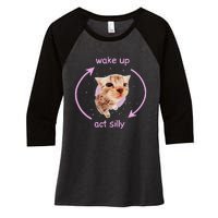 Cats Wake Up Act Silly Cat Meme Certified Freak Funny Women's Tri-Blend 3/4-Sleeve Raglan Shirt