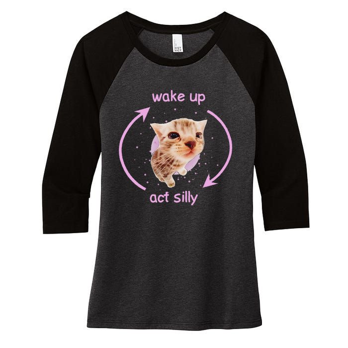 Cats Wake Up Act Silly Cat Meme Certified Freak Funny Women's Tri-Blend 3/4-Sleeve Raglan Shirt