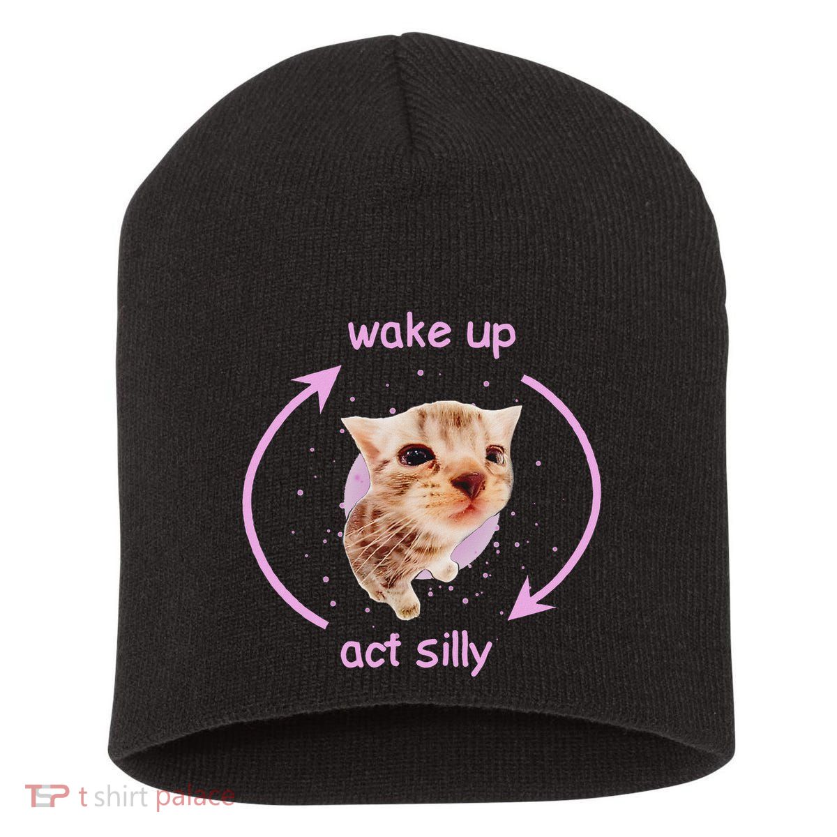 Cats Wake Up Act Silly Cat Meme Certified Freak Funny Short Acrylic Beanie