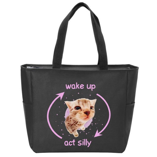 Cats Wake Up Act Silly Cat Meme Certified Freak Funny Zip Tote Bag