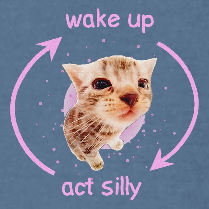 Cats Wake Up Act Silly Cat Meme Certified Freak Funny Garment-Dyed Sweatshirt