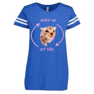 Cats Wake Up Act Silly Cat Meme Certified Freak Funny Enza Ladies Jersey Football T-Shirt