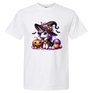 Cute Witchy Unicorn Halloween Girl Women Funny Garment-Dyed Heavyweight T-Shirt