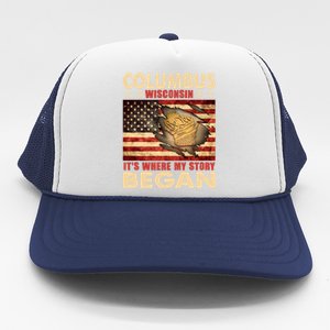 Columbus Wisconsin Usa Flag Independence Day Gift Trucker Hat