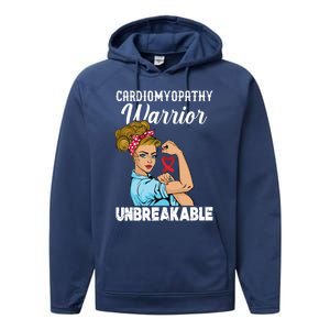 Cardiomyopathy Warrior Unbreakable Gift Performance Fleece Hoodie