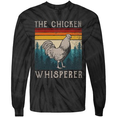 Chicken Whisperer Vintage Retro Chicken Farmer Tie-Dye Long Sleeve Shirt