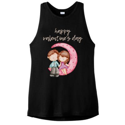 Cute Watercolor Valentine's Day Happy Love Day For Couples Cool Gift Ladies PosiCharge Tri-Blend Wicking Tank