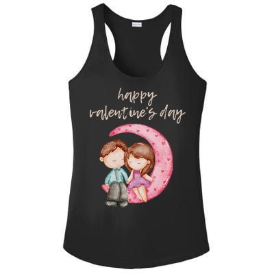 Cute Watercolor Valentine's Day Happy Love Day For Couples Cool Gift Ladies PosiCharge Competitor Racerback Tank