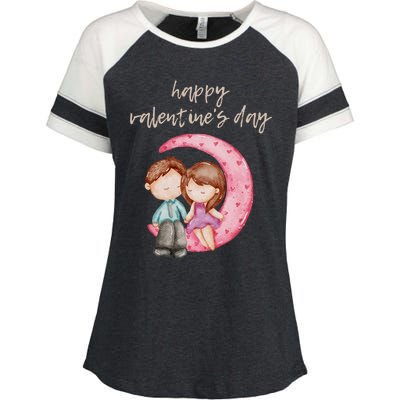 Cute Watercolor Valentine's Day Happy Love Day For Couples Cool Gift Enza Ladies Jersey Colorblock Tee