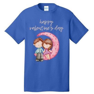 Cute Watercolor Valentine's Day Happy Love Day For Couples Cool Gift Tall T-Shirt