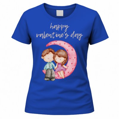 Cute Watercolor Valentine's Day Happy Love Day For Couples Cool Gift Women's T-Shirt