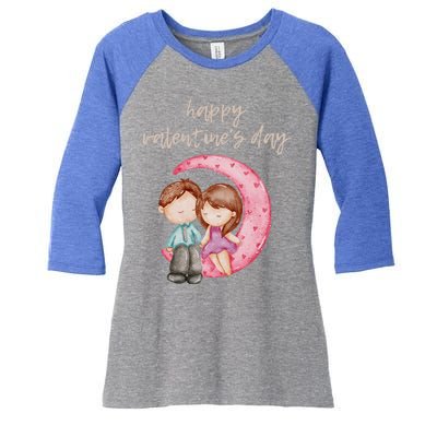 Cute Watercolor Valentine's Day Happy Love Day For Couples Cool Gift Women's Tri-Blend 3/4-Sleeve Raglan Shirt