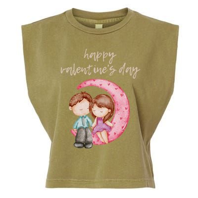 Cute Watercolor Valentine's Day Happy Love Day For Couples Cool Gift Garment-Dyed Women's Muscle Tee