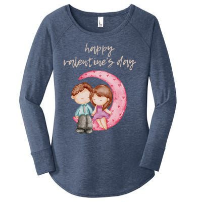 Cute Watercolor Valentine's Day Happy Love Day For Couples Cool Gift Women's Perfect Tri Tunic Long Sleeve Shirt