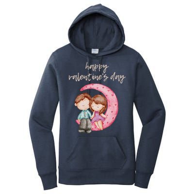 Cute Watercolor Valentine's Day Happy Love Day For Couples Cool Gift Women's Pullover Hoodie