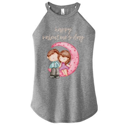 Cute Watercolor Valentine's Day Happy Love Day For Couples Cool Gift Women's Perfect Tri Rocker Tank