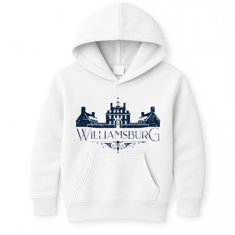 Colonial Williamsburg Virginia Vintage Distressed Style Kids Hoodie