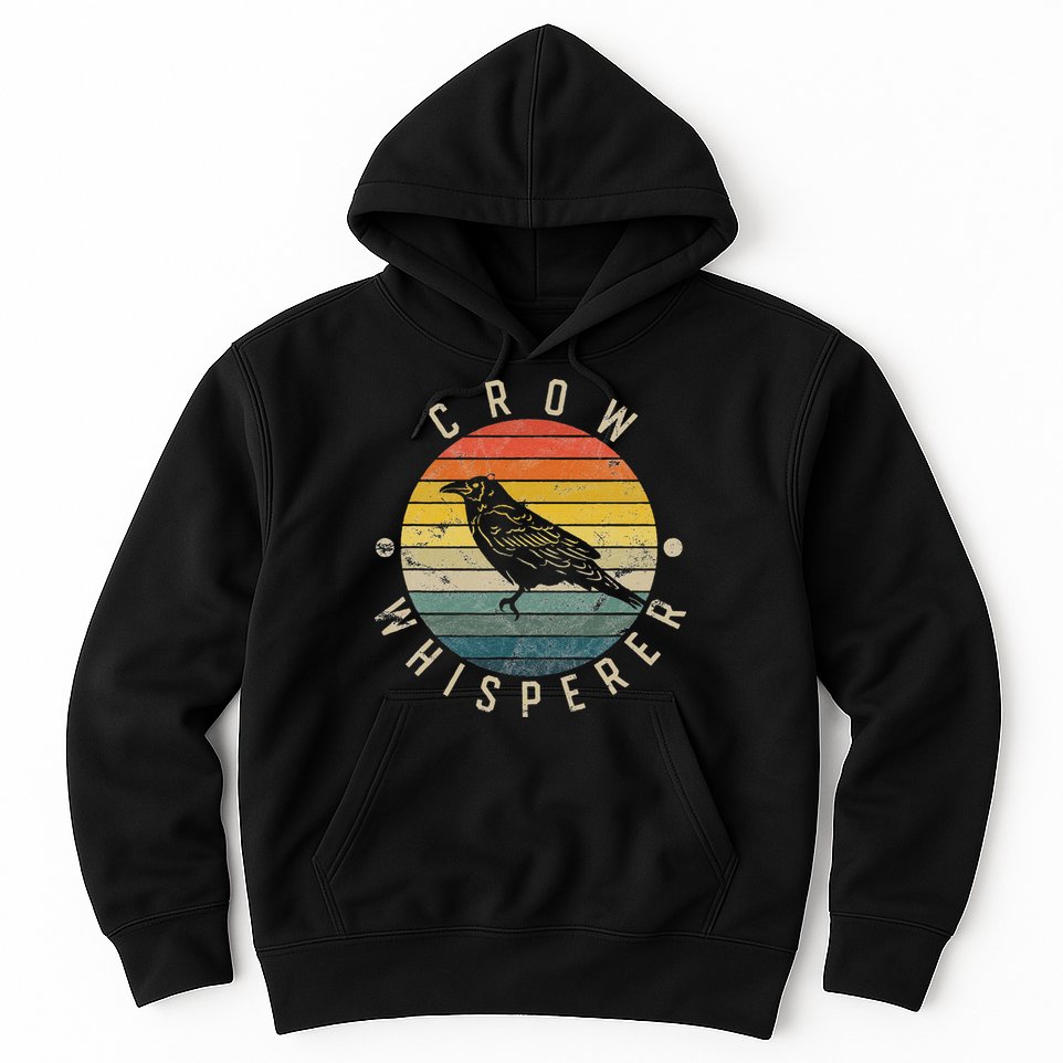 Crow Whisperer Vintage Sunset Cute Raven Hoodie