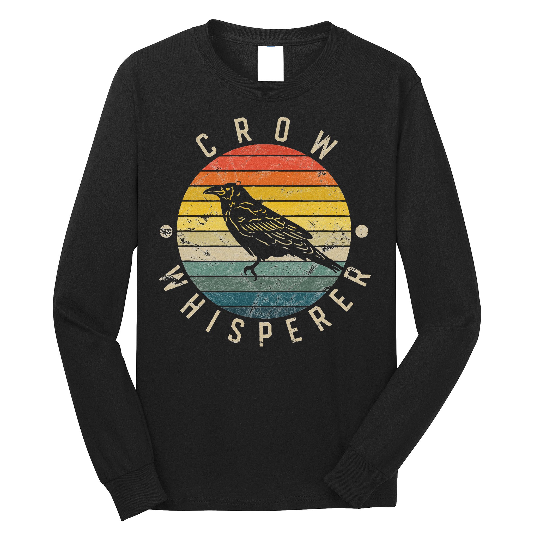Crow Whisperer Vintage Sunset Cute Raven Long Sleeve Shirt