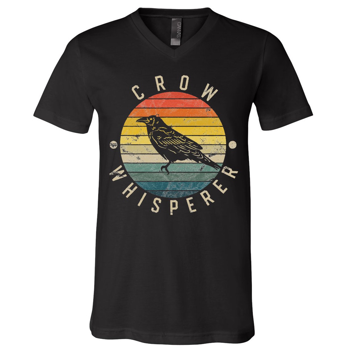 Crow Whisperer Vintage Sunset Cute Raven V-Neck T-Shirt