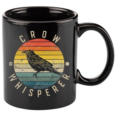 Crow Whisperer Vintage Sunset Cute Raven 11oz C Handle Ceramic Mug