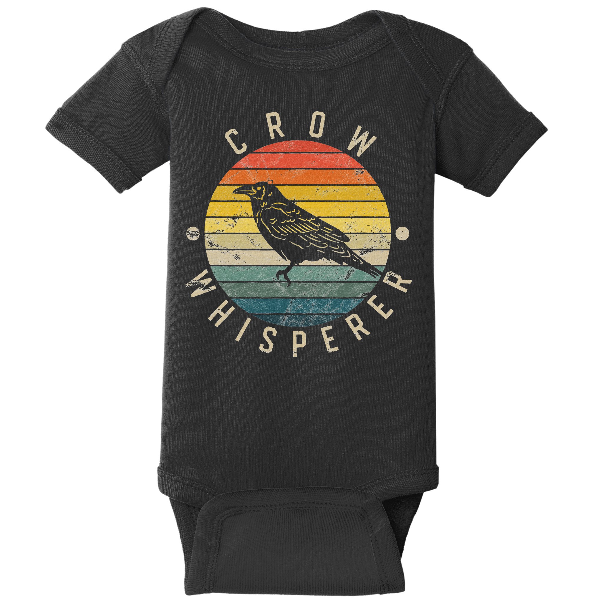 Crow Whisperer Vintage Sunset Cute Raven Baby Bodysuit
