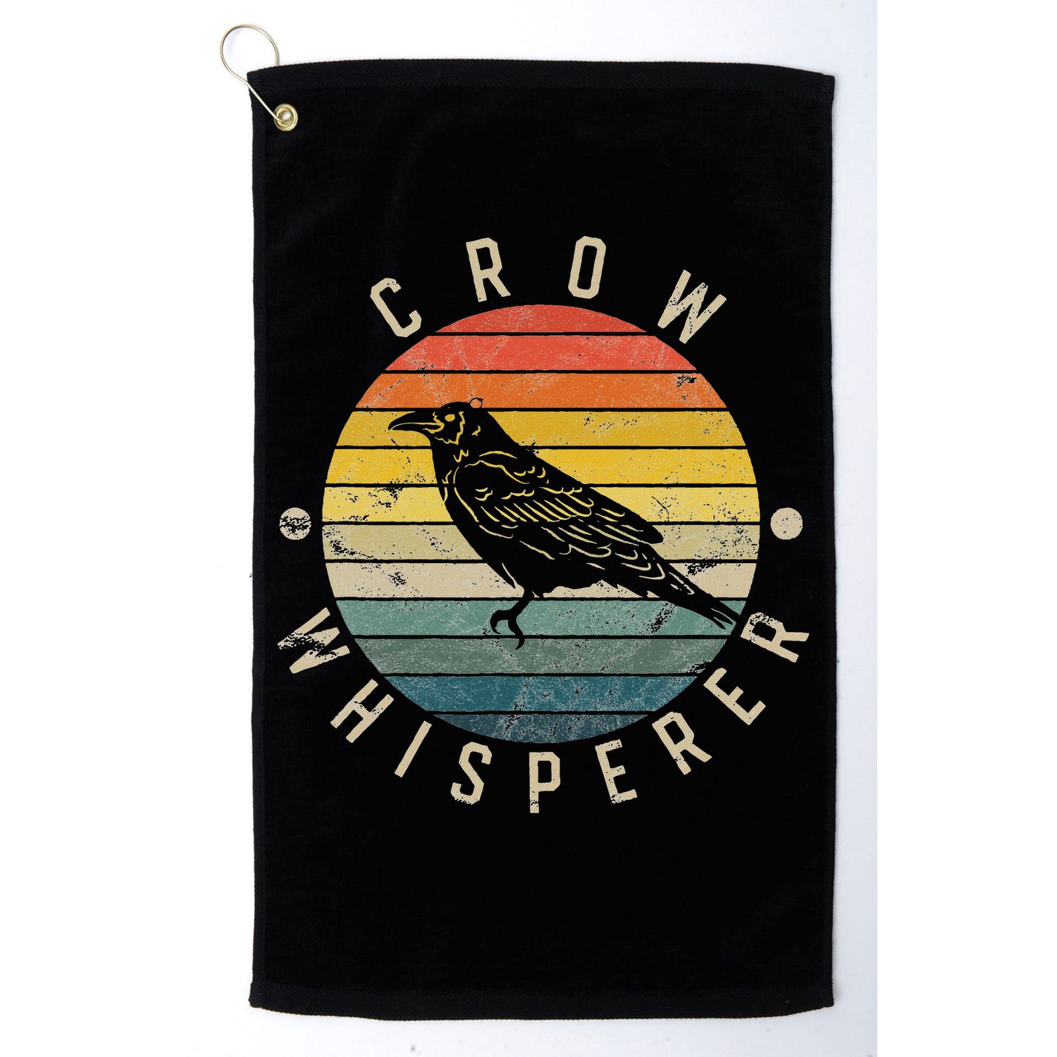 Crow Whisperer Vintage Sunset Cute Raven Golf Towel