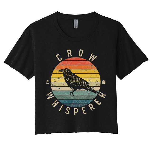 Crow Whisperer Vintage Sunset Cute Raven Crop Top