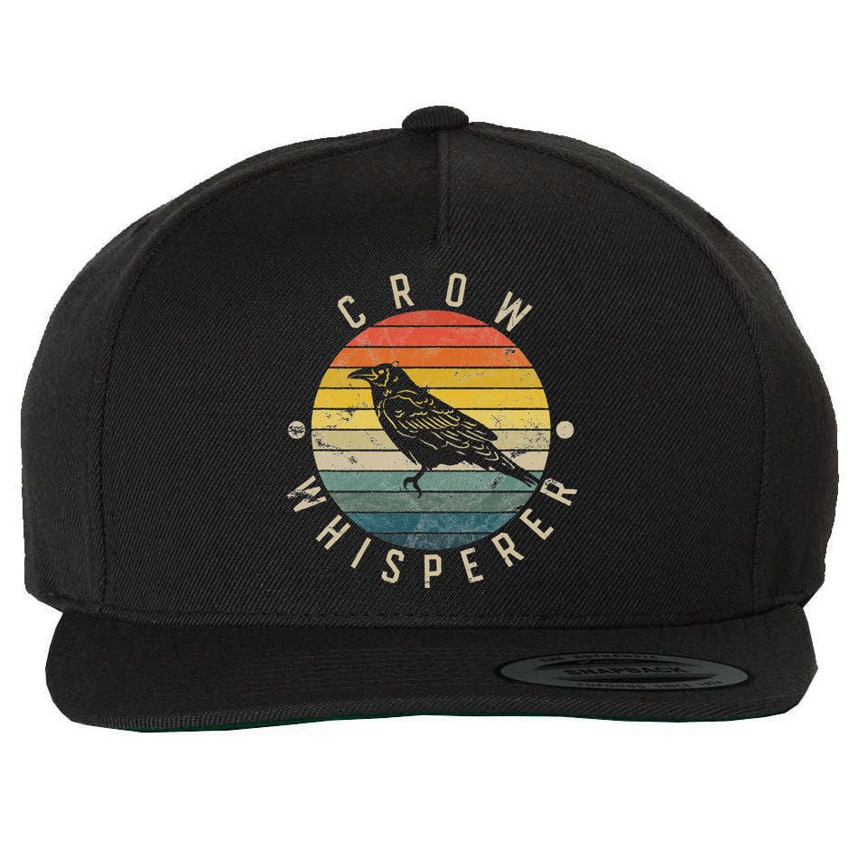 Crow Whisperer Vintage Sunset Cute Raven Wool Snapback Cap