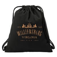 Colonial Williamsburg Virginia Vintage Distressed Style Drawstring Bag