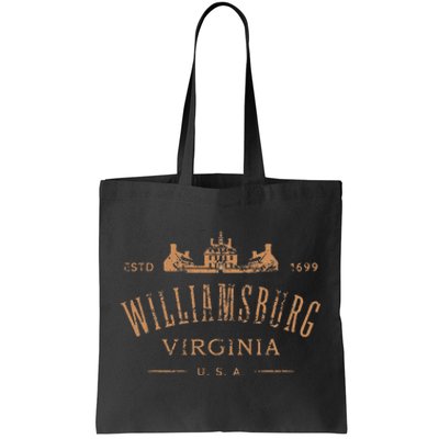 Colonial Williamsburg Virginia Vintage Distressed Style Tote Bag