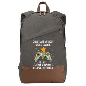 Christmas Without Video Games Funny Gaming Xmas For Gamer Gift Cotton Canvas Backpack