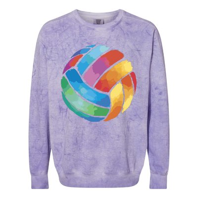 Colorful Watercolor Vollyball Colorblast Crewneck Sweatshirt