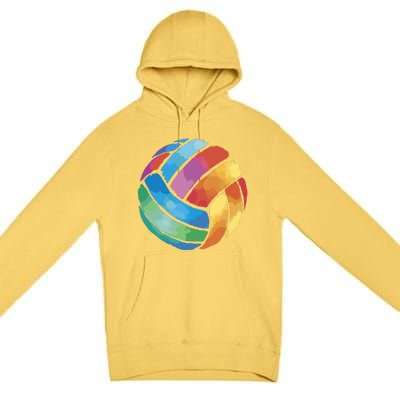 Colorful Watercolor Vollyball Premium Pullover Hoodie