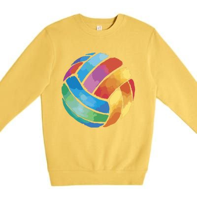 Colorful Watercolor Vollyball Premium Crewneck Sweatshirt