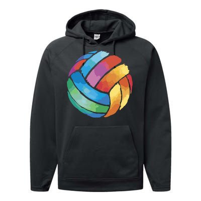 Colorful Watercolor Vollyball Performance Fleece Hoodie