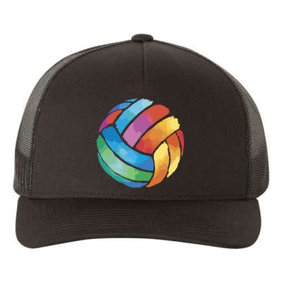 Colorful Watercolor Vollyball Yupoong Adult 5-Panel Trucker Hat