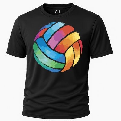 Colorful Watercolor Vollyball Cooling Performance Crew T-Shirt