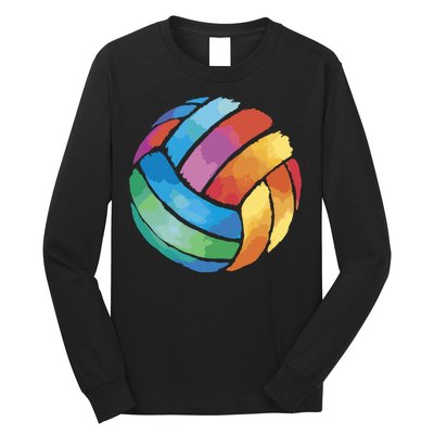 Colorful Watercolor Vollyball Long Sleeve Shirt