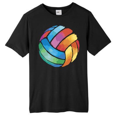 Colorful Watercolor Vollyball Tall Fusion ChromaSoft Performance T-Shirt