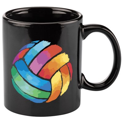 Colorful Watercolor Vollyball 11oz C Handle Ceramic Mug