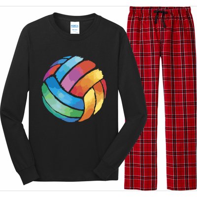 Colorful Watercolor Vollyball Long Sleeve Pajama Set