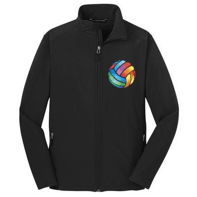 Colorful Watercolor Vollyball Core Soft Shell Jacket