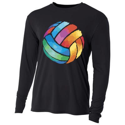 Colorful Watercolor Vollyball Cooling Performance Long Sleeve Crew