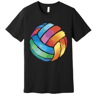 Colorful Watercolor Vollyball Premium T-Shirt