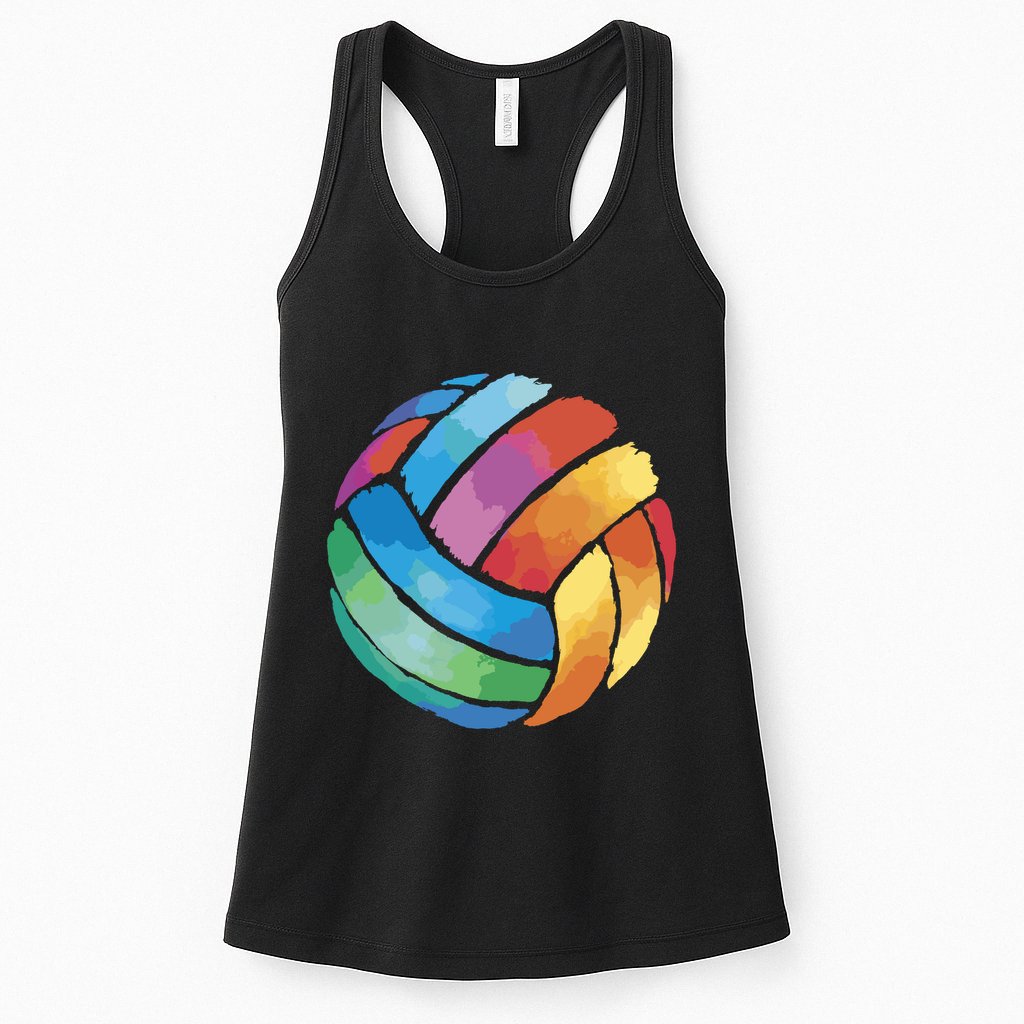 Colorful Watercolor Vollyball Womens Tank Top