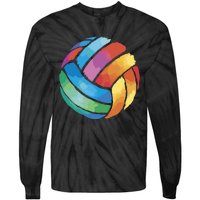 Colorful Watercolor Vollyball Tie-Dye Long Sleeve Shirt