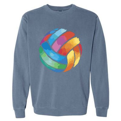 Colorful Watercolor Vollyball Garment-Dyed Sweatshirt