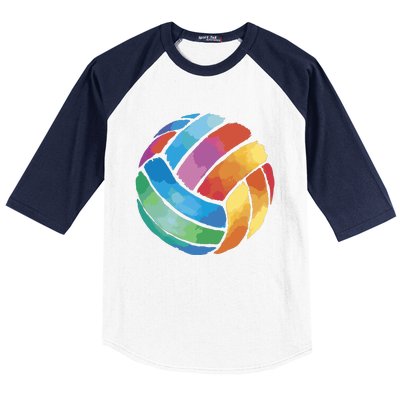 Colorful Watercolor Vollyball Baseball Sleeve Shirt